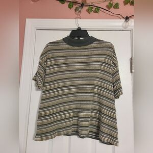 Christopher & Banks Ribbed Striped Top - Green, Yellow, White